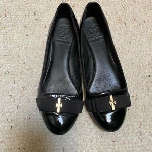 Tory Burch black gold ballet flats